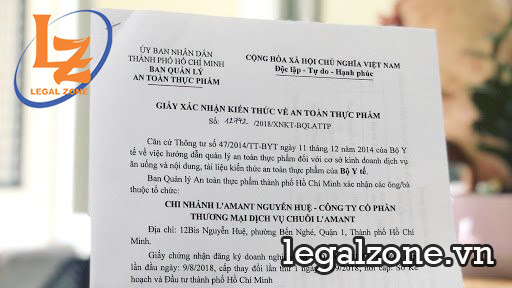 Giấy xác nhận kiến thức ATTP