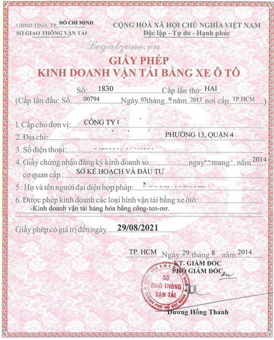 Mẫu giấy đề nghị cấp giấy phép kinh doanh vận tải bằng xe ô tô