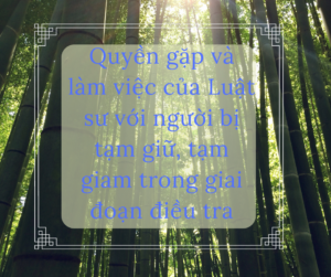 Quyền gặp và làm việc của Luật sư với người bị tạm giữ, tạm giam trong giai đoạn điều tra