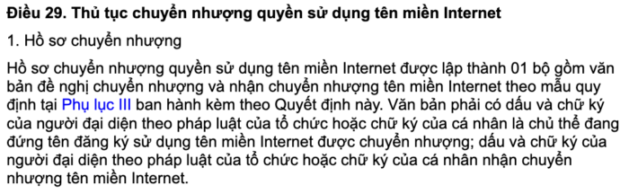 Thủ tục chuyển nhượng quyền sử dụng tên miền Internet
