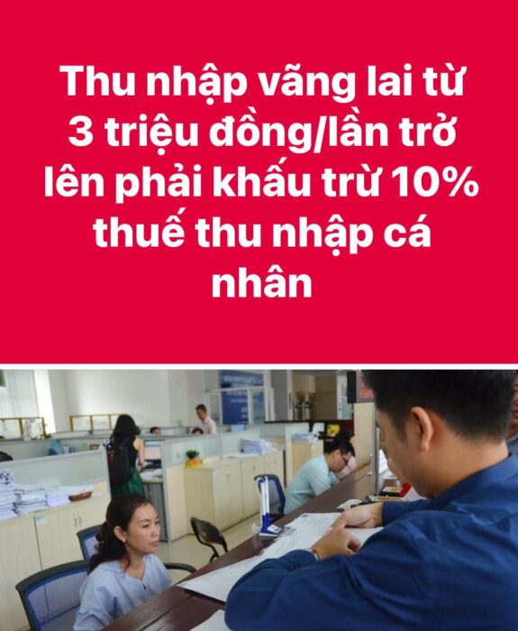 Thu nhập vãng lai từ 3 triệu đồng