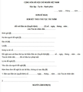 đơn đề nghị xem xét thủ tục tái thẩm