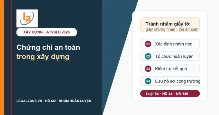 Chứng chỉ an toàn trong xây dựng năm 2026: ai phải học, hồ sơ và thời hạn