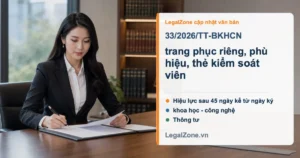 33/2026/TT-BKHCN - trang phục riêng, phù hiệu, thẻ kiểm soát viên LegalZone