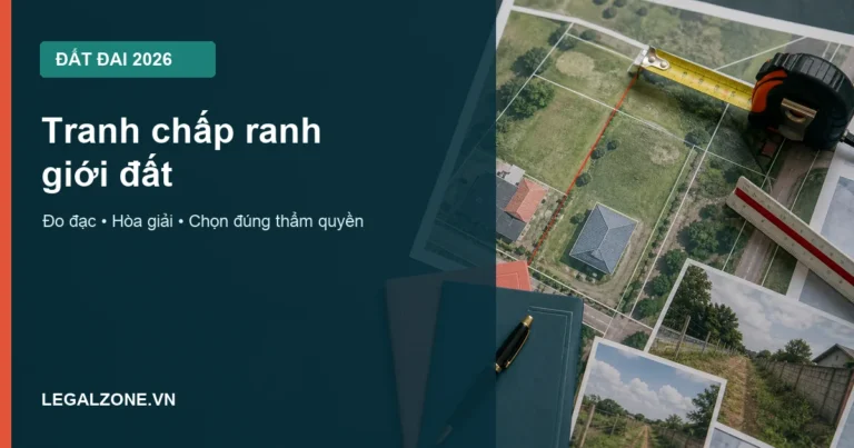 Bản đồ địa chính và dụng cụ đo đạc để xác định ranh giới hai thửa đất tranh chấp