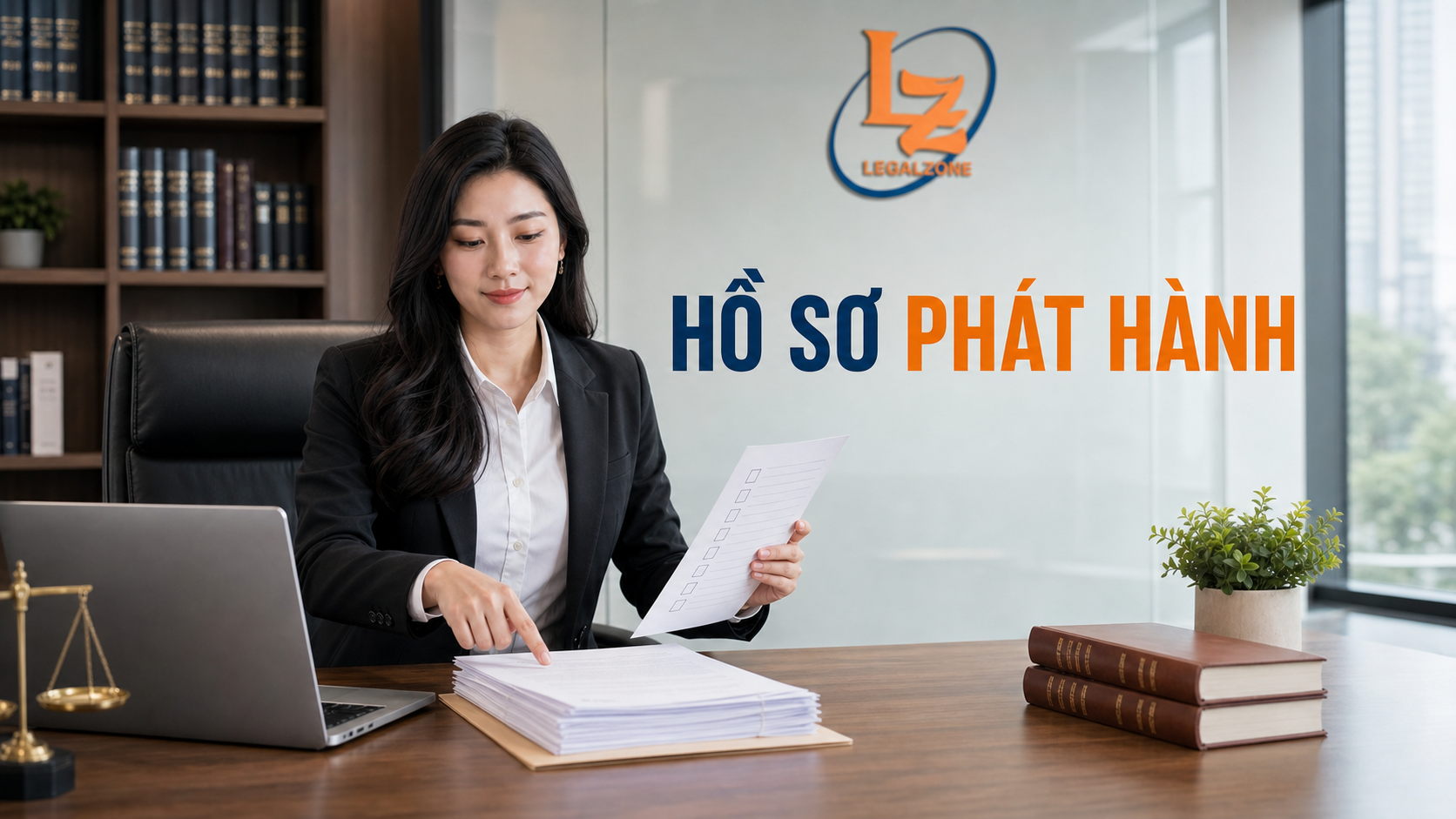 Chuyên viên LegalZone kiểm tra hồ sơ phát hành trái phiếu doanh nghiệp riêng lẻ trong văn phòng luật
