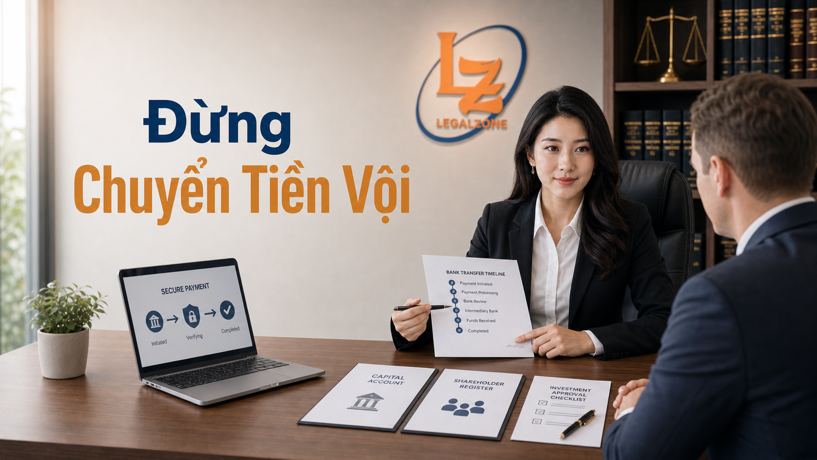 Chuyên viên LegalZone kiểm tra tài khoản vốn và chứng từ chuyển tiền góp vốn nước ngoài
