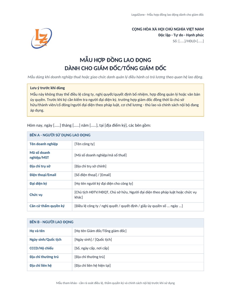 Ảnh chụp thật từ mẫu hợp đồng lao động cho giám đốc DOCX