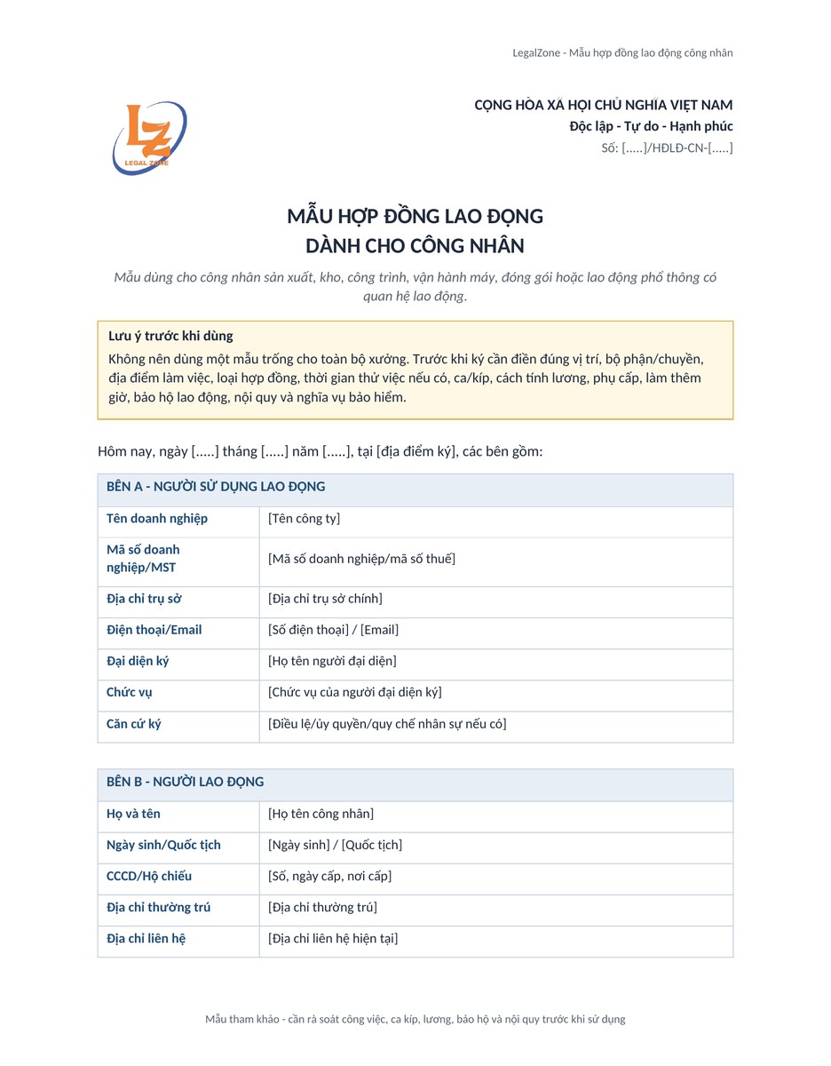 Ảnh chụp thật từ mẫu hợp đồng lao động công nhân DOCX